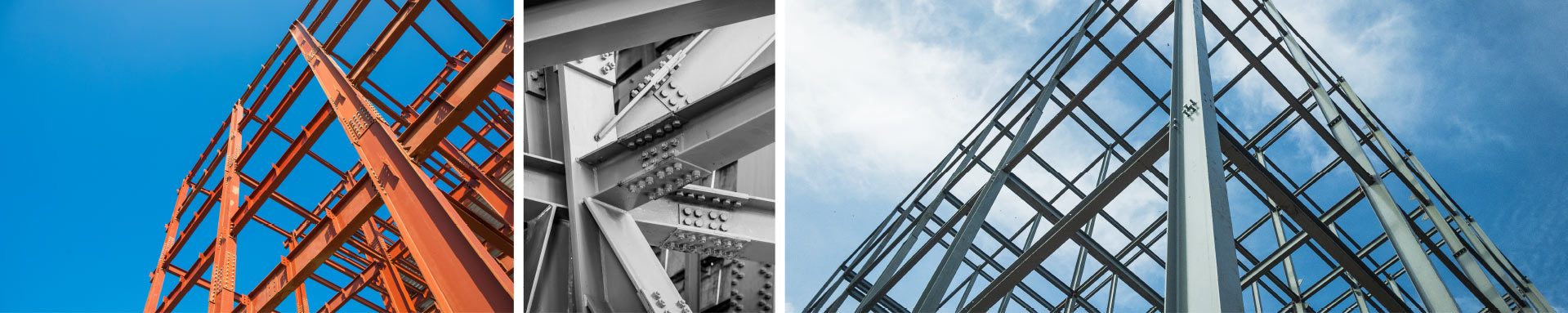 A composite photograph of different steel beams